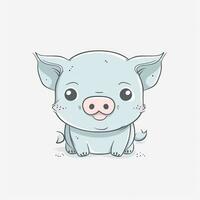 Adorable Piglet Outline in Cartoon Style on Clear Background Generative AI photo