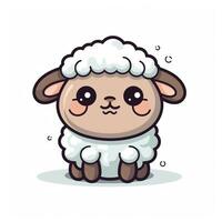 Simple and Cute Sheep Outline in Cartoon Style on Clear Background Generative AI photo