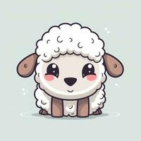 Simple and Cute Sheep Outline in Cartoon Style on Clear Background Generative AI photo