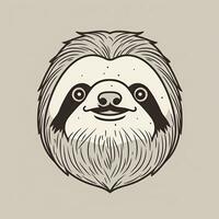 Adorable Sloth Cartoon Outline Design on Clear Background Generative AI photo