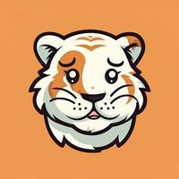 Simple and Cute Tiger Outline in Cartoon Style on Clear Background Generative AI photo