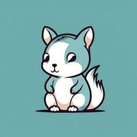 Adorable Squirrel Outline in Cartoon Style on Clear Background Generative AI photo