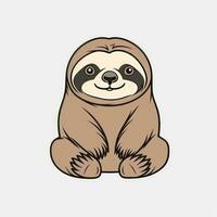 Adorable Sloth Cartoon Outline Design on Clear Background Generative AI photo