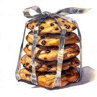 Delicious Chocolate Chip Cookies in Clear Cellophane Bag Generative AI photo