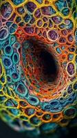 Vivid Endoplasmic Reticulum in a Cell A Highly Detailed Electron Microscope View Generative AI photo