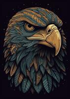 Majestic Eagle Head Illustration Generative AI photo