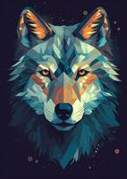 salvaje y feroz vector ilustración de un lobo cabeza generativo ai foto