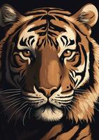 Roaring Tiger Head Illustration Generative AI photo