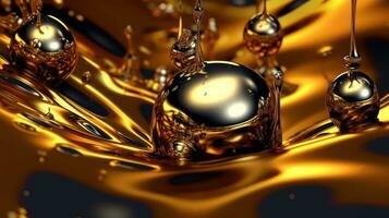 HyperRealistic Gold Liquid Abstraction in Baroque Style Generative AI photo