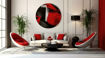 Minimalistic Glamour Modern Style Interior Design with Feng Shui Elements Generative AI photo