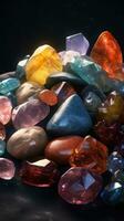 Gemstones in a Dark Space A Realistic Landscape Style Rendered with Ray Tracing Generative AI photo