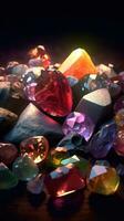 Gemstones in a Dark Space A Realistic Landscape Style Rendered with Ray Tracing Generative AI photo