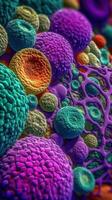 Vivid Colors of Adipose Cells Under the Electron Microscope Generative AI photo