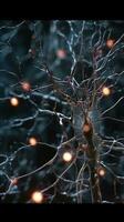 de cerca de neuronas transmitiendo señales ultrarrealista 8k alto dinámica rango lento movimiento foto