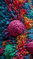 The Intricate Process of Ribosomes Synthesizing Proteins in Vivid Colors Generative AI photo