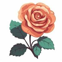 Pastel Cartoon Rose Flower Design on Flat Vector Background Generative AI photo