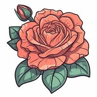 Pastel Cartoon Rose Flower Design on Flat Vector Background Generative AI photo