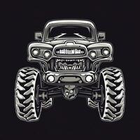 Monster Truck Sticker Graphic with White Border Outline Generative AI photo