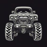 Monster Truck Sticker Graphic with White Border Outline Generative AI photo