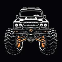 Monster Truck Sticker Graphic with White Border Outline Generative AI photo