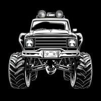 Monster Truck Sticker Graphic with White Border Outline Generative AI photo