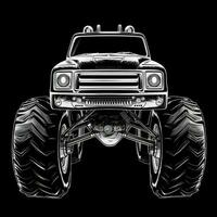 Monster Truck Sticker Graphic with White Border Outline Generative AI photo