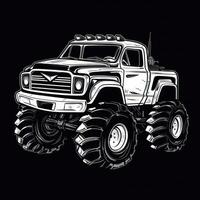 Monster Truck Sticker Graphic with White Border Outline Generative AI photo