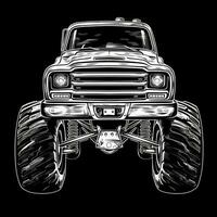 Monster Truck Sticker Graphic with White Border Outline Generative AI photo