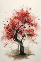 Watercolor Dogwood Tree Painting A Simple and Minimalistic Style Generative AI photo