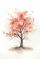 Watercolor Dogwood Tree Painting with Minimalistic Style Generative AI photo