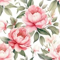 Delicate Watercolor Peonies in Full Bloom Generative AI photo