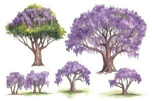 Jacaranda Trees Forest Collection Generative AI photo