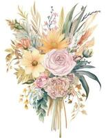 Elegant Boho Wedding Bouquet in Soft Pastel Colors Generative AI photo