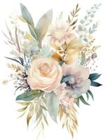 suave colores pastel boho Boda ramo de flores acuarela ilustración foto