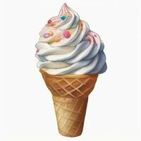 Delicious Soft Serve Ice Cream Watercolor Illustration Generative AI photo