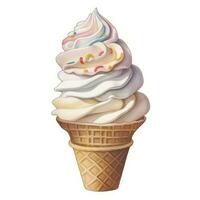 Delicious Soft Serve Ice Cream Watercolor Illustration Generative AI photo