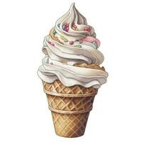 Delicious Soft Serve Ice Cream Watercolor Illustration Generative AI photo