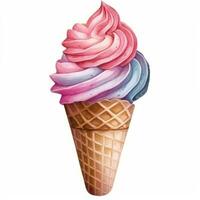 Delicious Soft Serve Ice Cream Watercolor Illustration Generative AI photo