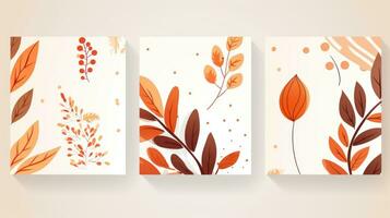 Set of Abstract Autumn Banners and Posters with Copy Space AI Generated photo