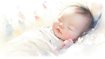 Cute Japanese Baby with Colorful Background Elements AI Generated photo