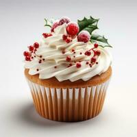 Deliciously Decorated Christmas Cupcake AI Generated photo