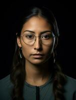 Portrait of a Native American Woman with Strong Contrast AI Generated photo