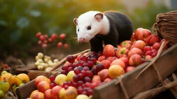 Adorable Ferret Harvesting Sweet Potatoes in Calm Autumn AI Generated photo