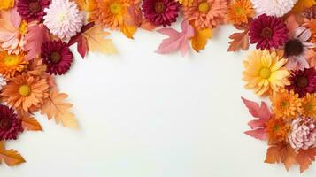 Autumn Frame with Chrysanthemum Background AI Generated photo