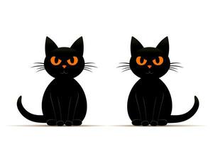 Spooky Halloween Stickers with Black Cats on White Background AI Generated photo