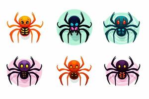 Creepy Spider Halloween Stickers on White Background AI Generated photo