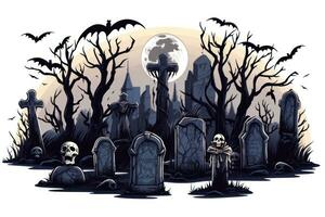 Spooky Halloween Stickers with Ghastly Gravestones AI Generated photo