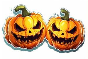 Spooky Halloween Stickers with Grins on White Background AI Generated photo