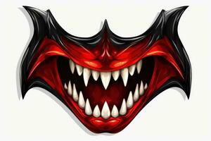 Spooky Halloween Stickers Vampire Fangs Isolated on White Background AI Generated photo