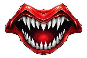 Spooky Halloween Stickers Vampire Fangs Isolated on White Background AI Generated photo